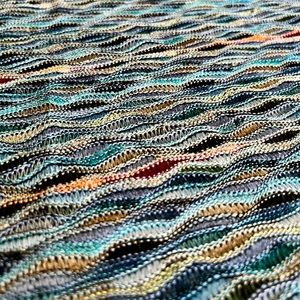 Free People Women’s Size Medium Rainbow Wave Blue Green Boxy Cropped Tee Blouse